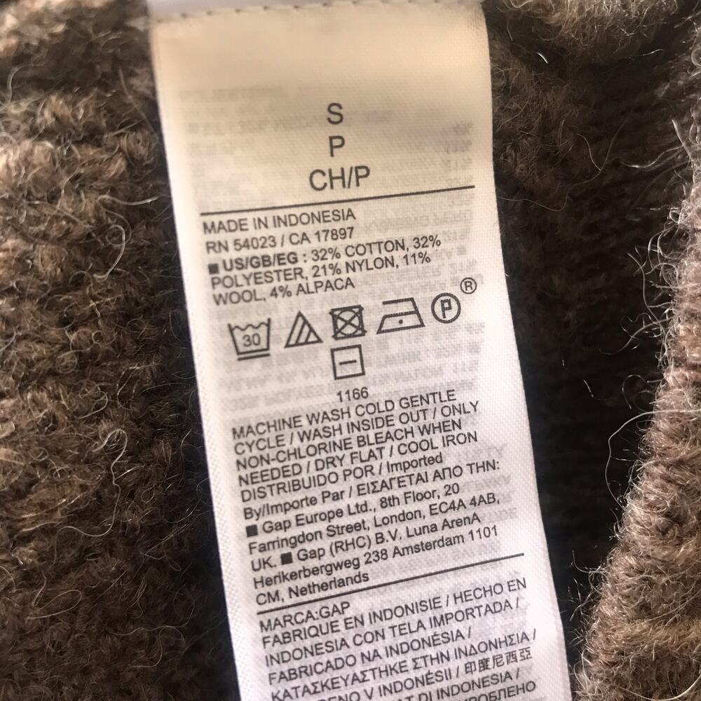 NEW Gap Knit Turtleneck Cotton Wool Alpaca Brown Sweater Women's Size S NWT $90 - Picture 7 of 7